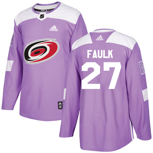 Adidas Hurricanes #27 Justin Faulk Purple Authentic Fights Cancer Stitched NHL Jersey